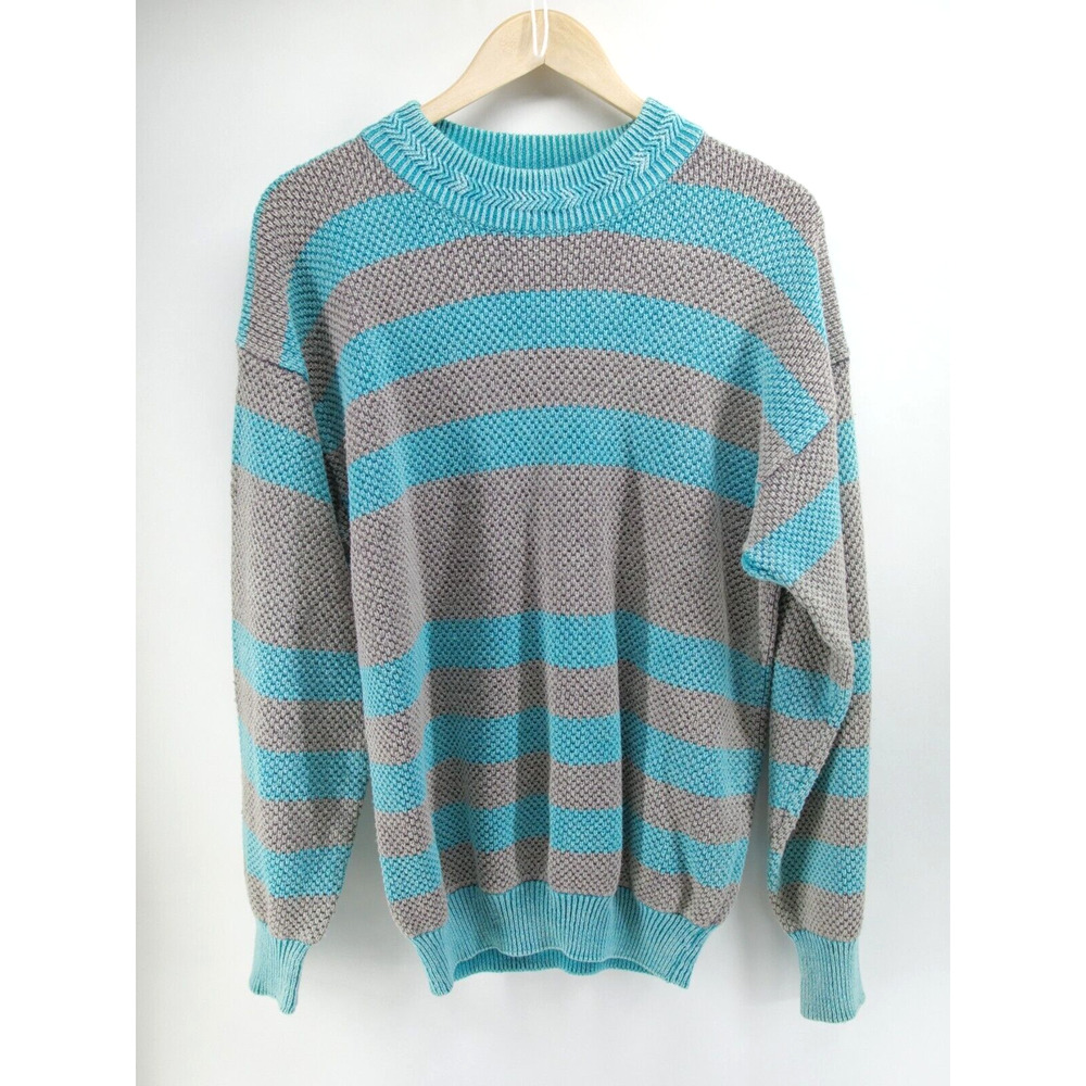 Vintage 90's‎ Y2K Arizona Jean Co Teens Ramie Blend Sweater Striped Size L Blue